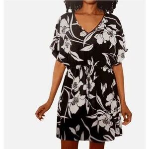Mario Serrani Women's Beach Swimwear Cover-Up black white floral medium